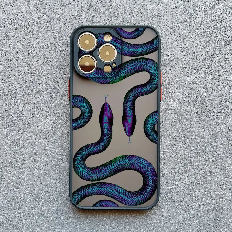 Gold serpent motif iPhone case for women by Emma & Rose Cape Town, stylish accessory for iPhone X and XS models.