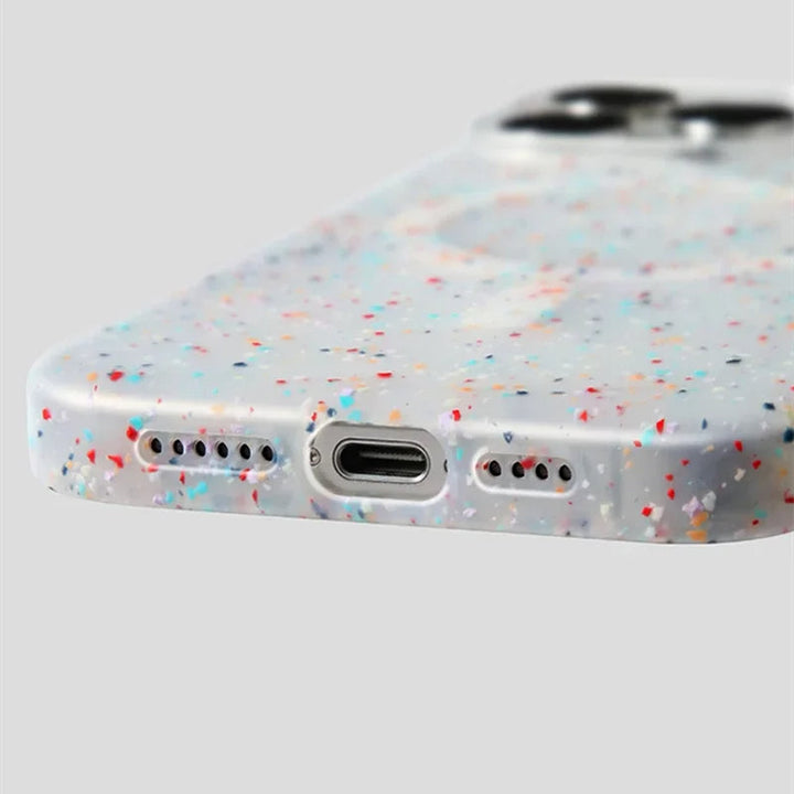 White InkSplash iPhone case by Emma & Rose Cape Town, designed for iPhone 14, stylish women's accessory with colorful ink pattern.