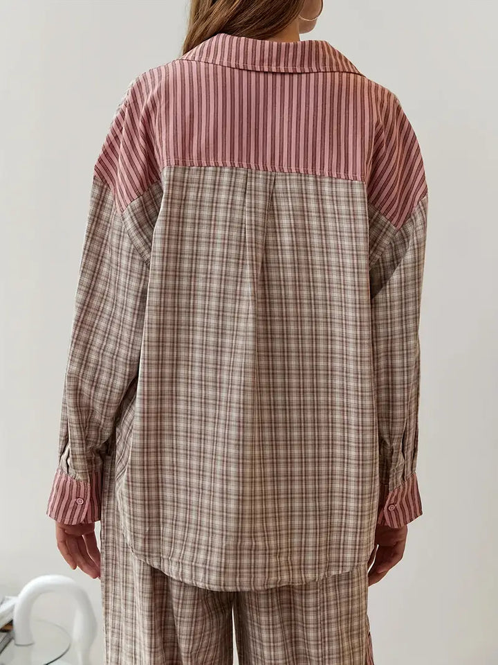 Pink women's lounge set by Emma & Rose Cape Town, featuring a comfortable, relaxed fit for casual wear.