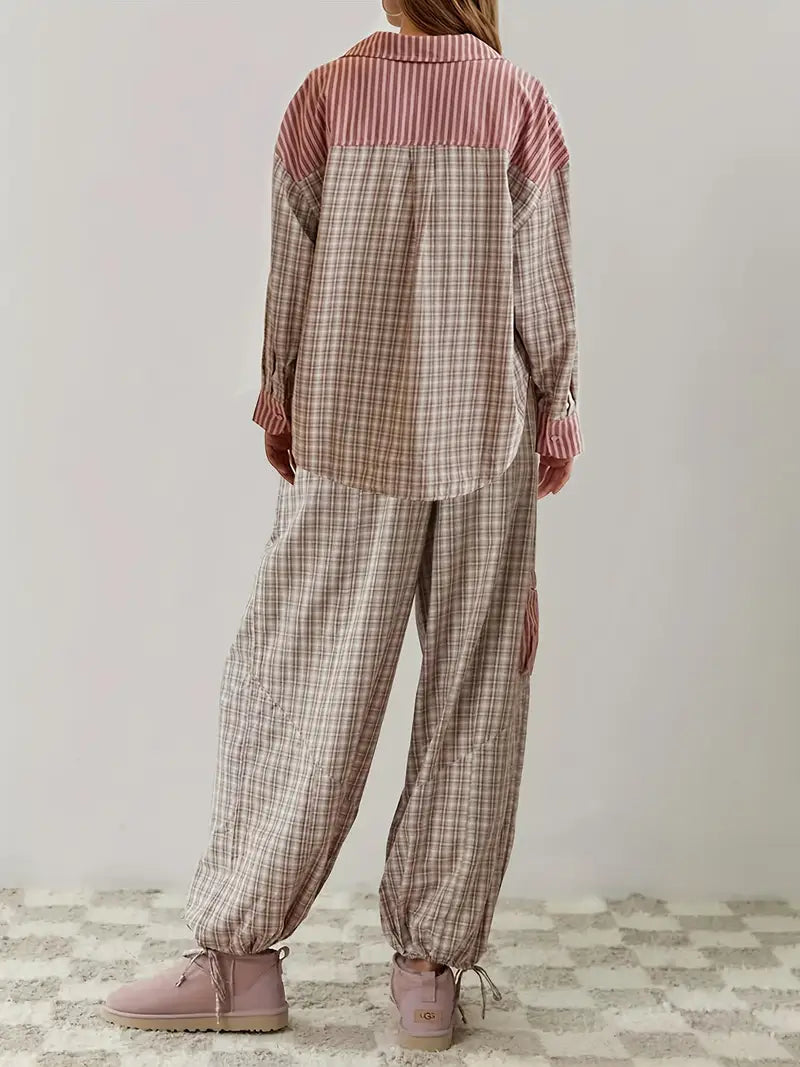 Pink women's lounge set from Emma & Rose Cape Town, featuring a comfortable, relaxed fit in soft, breathable fabric.