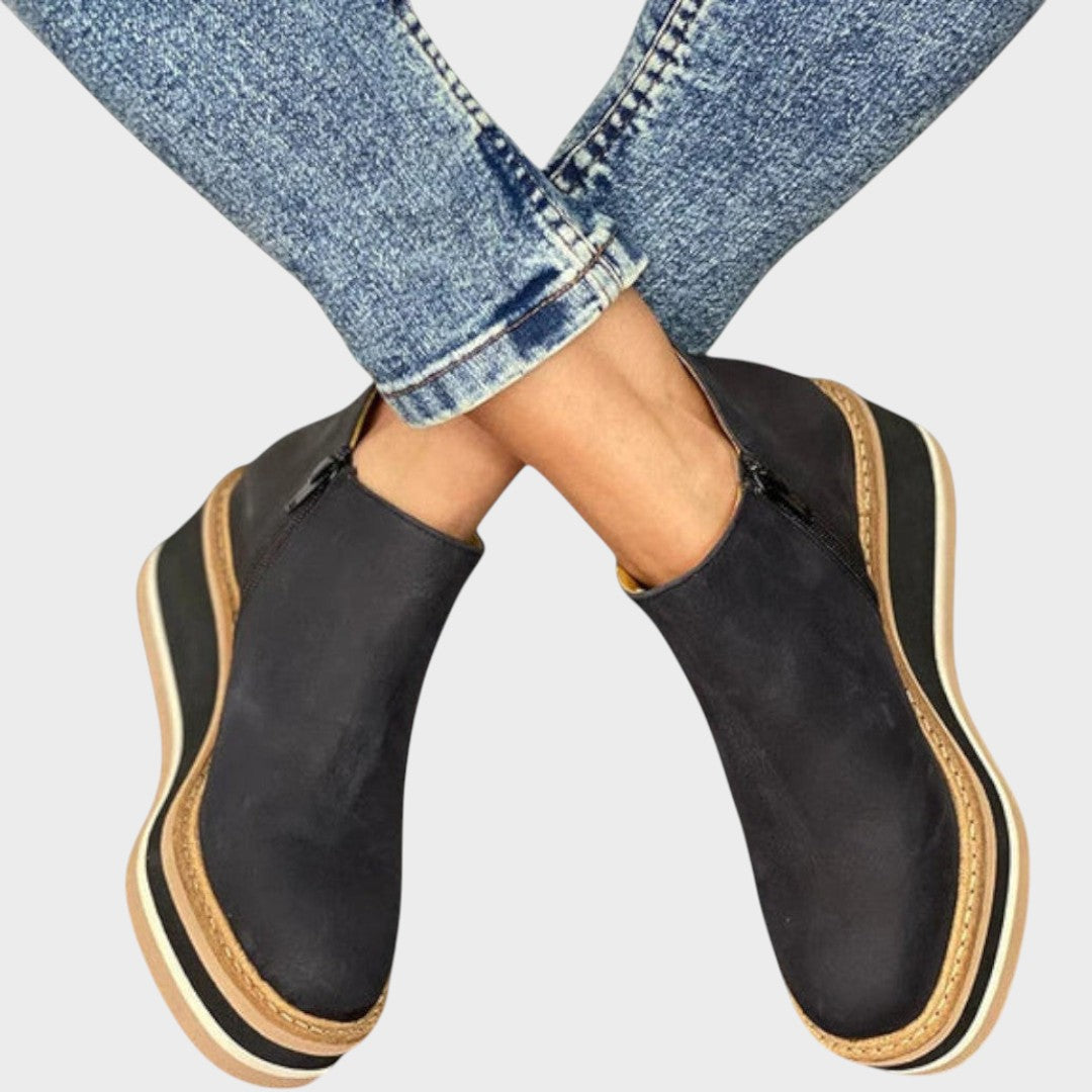 Emma & Rose Cape Town Vina™ Pu Leather Ankle Boots, stylish black ankle boots with a sleek design and pointed toe.