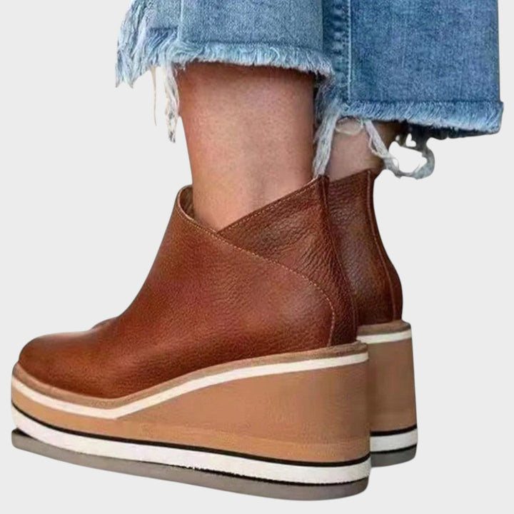 Vina™ Emma & Rose Cape Town black pu leather ankle boots with low block heel and sleek design, stylish footwear for women.