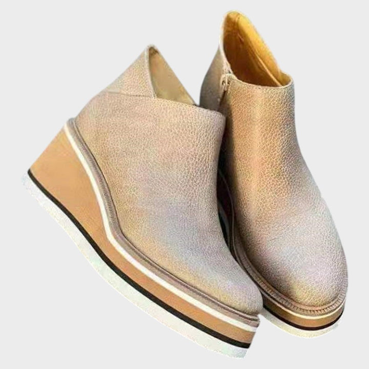 Emma & Rose Cape Town Vina™ Pu leather ankle boots, stylish black zipper ankle shoes, casual slip-on footwear for women.