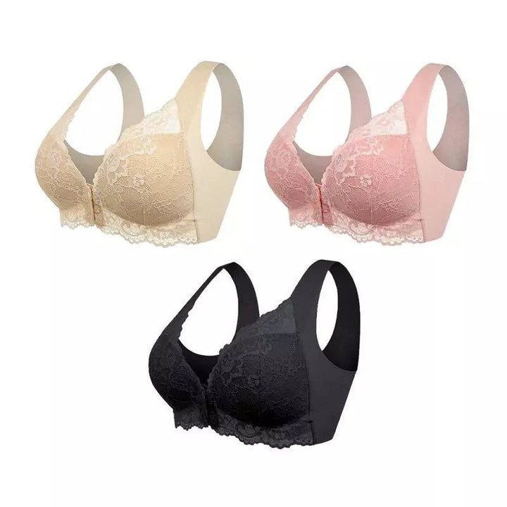 Emma & Rose Durban Paris wireless front closer shaping bra in three colors, featuring smooth fabric and supportive design.