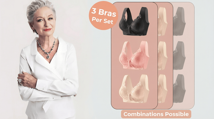 Emma & Rose Durban Paris™ wireless front closer shaping bra in three colors, featuring seamless design and supportive fit.
