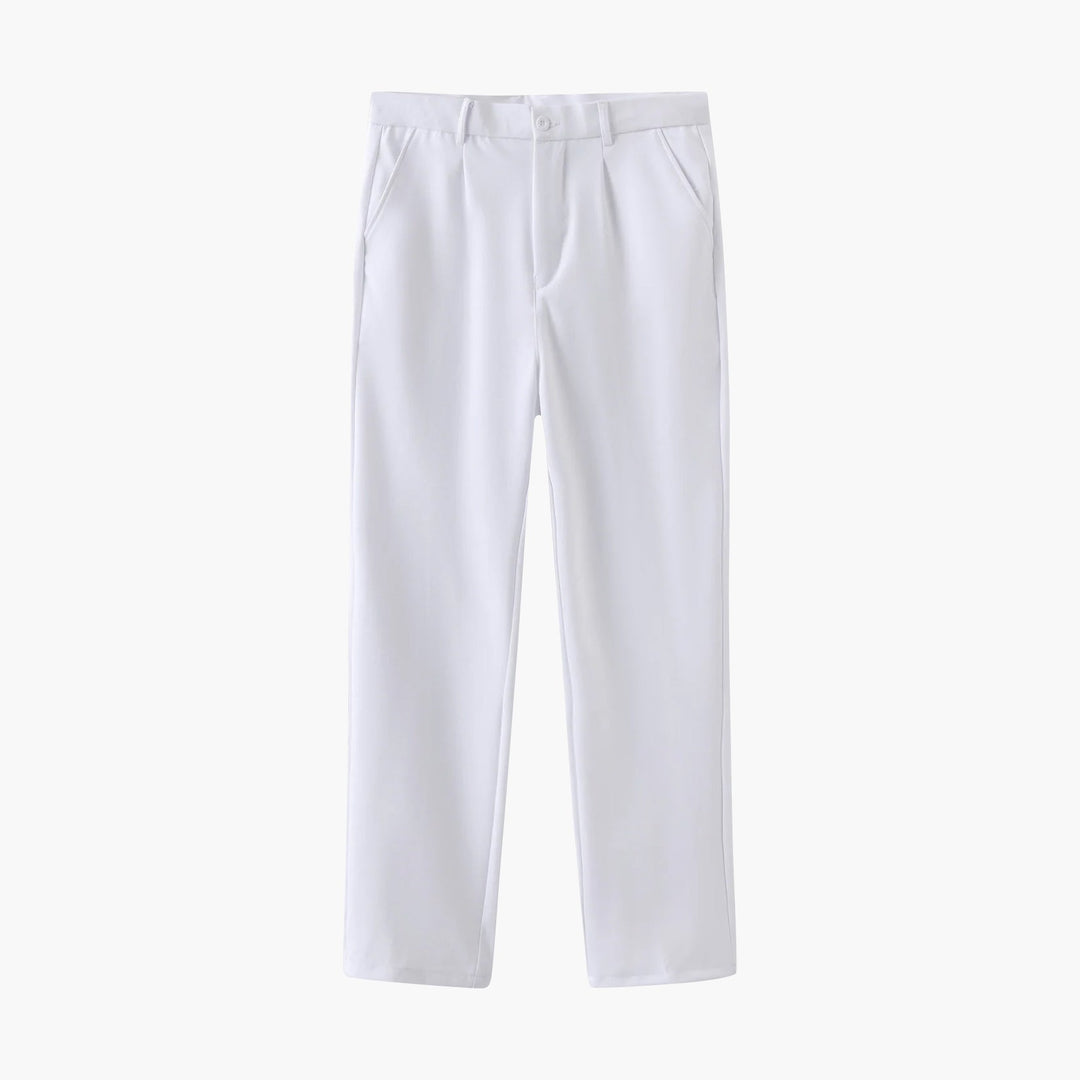 Black Janneke™ Amista stretch pantalon by Emma & Rose Manhattan, stylish and comfortable women's stretch pants, front view.
