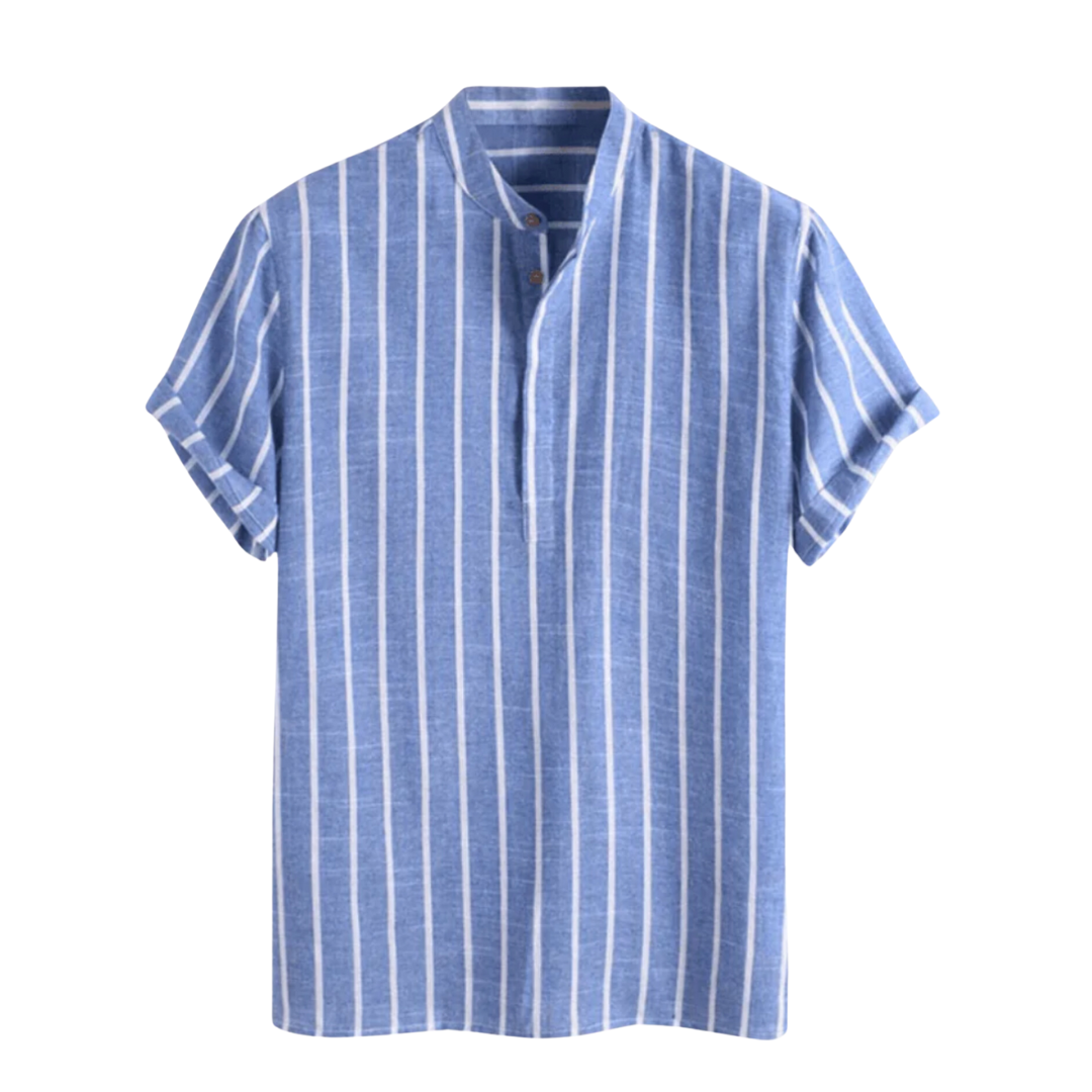 Emma & Rose Manhattan Carel Sailor Polo in blue, featuring a classic collar and button detail, displayed on a mannequin.