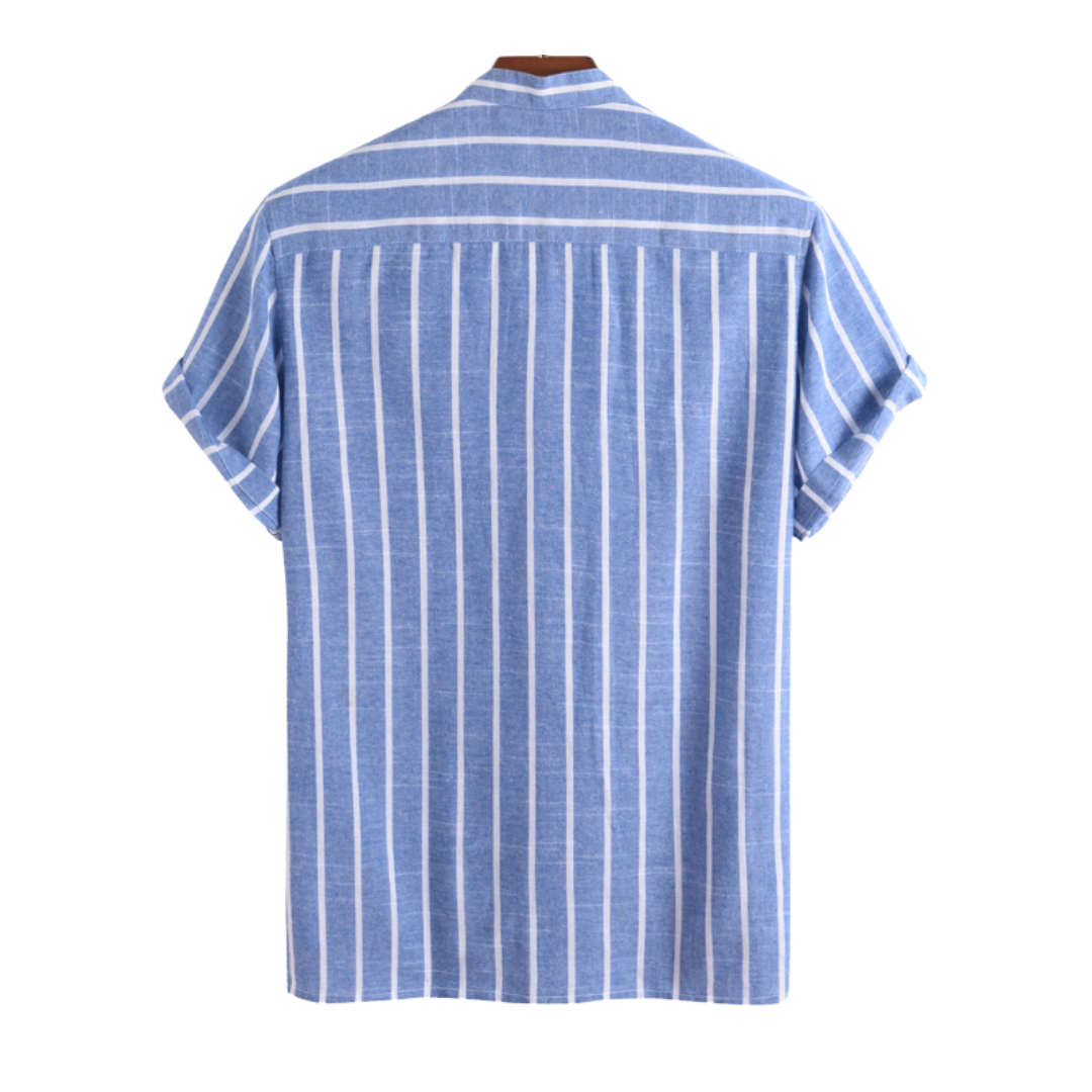 Emma & Rose Manhattan Carel Sailor Polo in blue, men's casual polo shirt with collar and short sleeves.