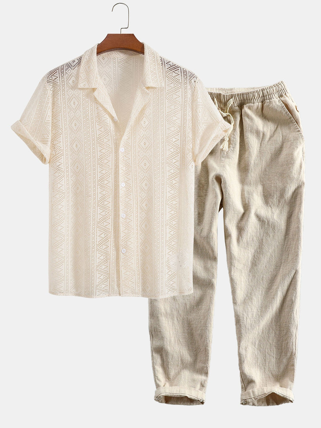 Emma & Rose Manhattan Joost™ short-sleeved polo set for men in coffee color, includes a polo shirt and matching shorts.