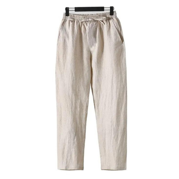 Beige Curtis™ Fez Pantalon by Emma & Rose Manhattan, tailored wide-leg trousers with a relaxed fit and stylish design.