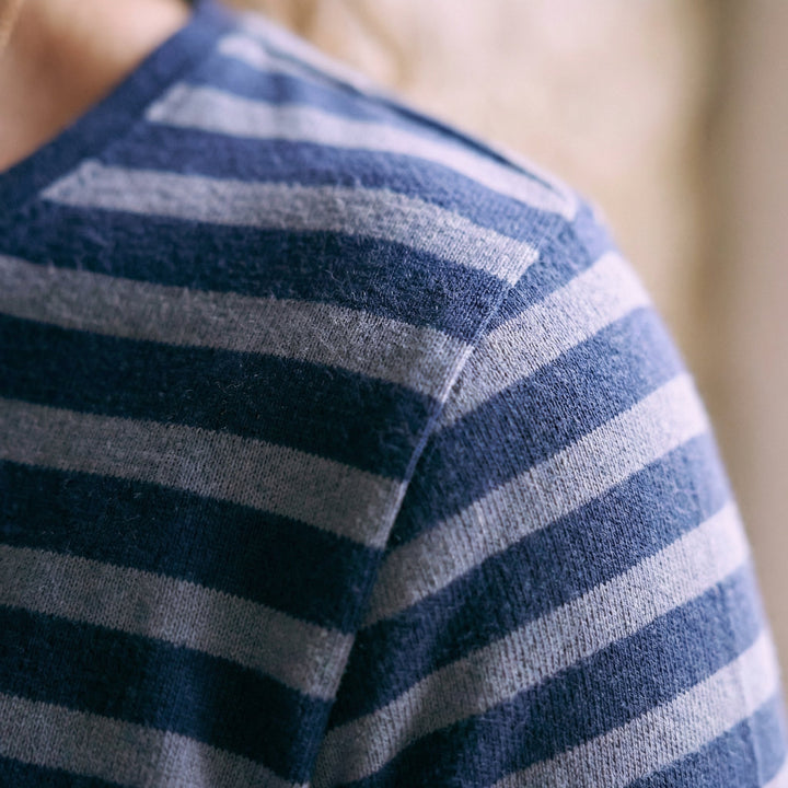 Navy Emma™ 3/4 sleeve casual top by Emma & Rose Manhattan, featuring a relaxed fit and comfortable fabric.