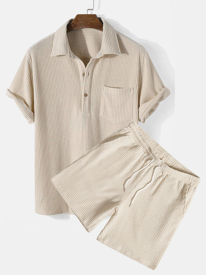 Emma & Rose Manhattan Tucker™ short-sleeved two-piece outfit in green, featuring a stylish and comfortable set for kids.