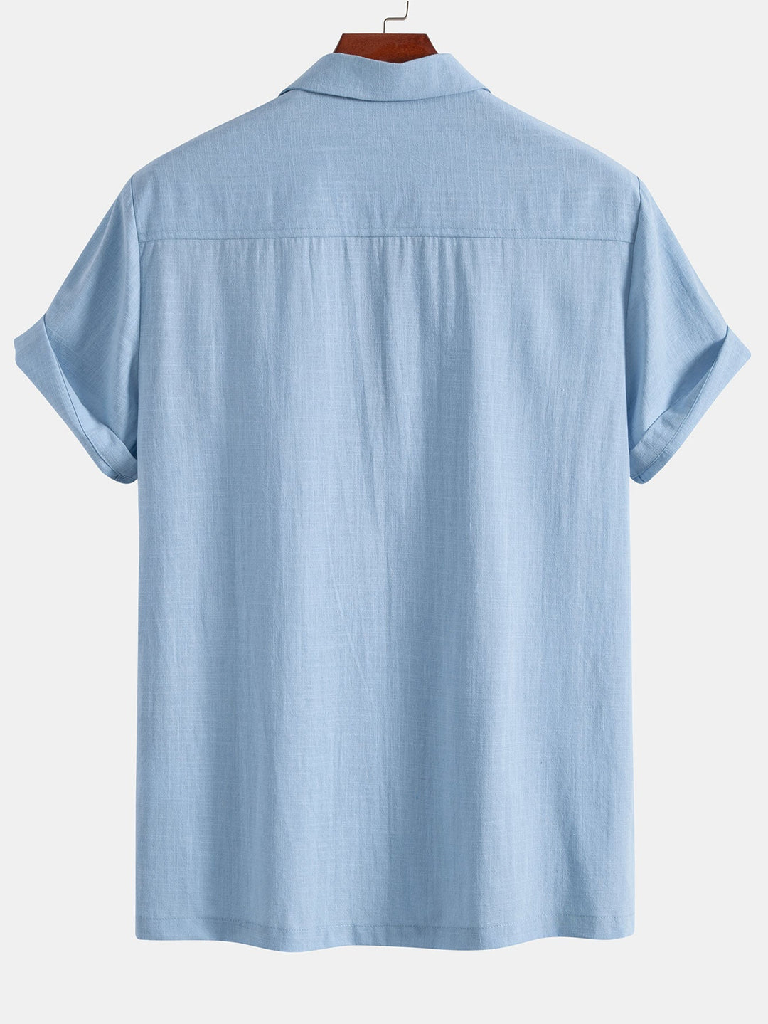 Light blue Torsten™ short-sleeved two-piece outfit by Emma & Rose Manhattan, featuring a stylish top and matching shorts.