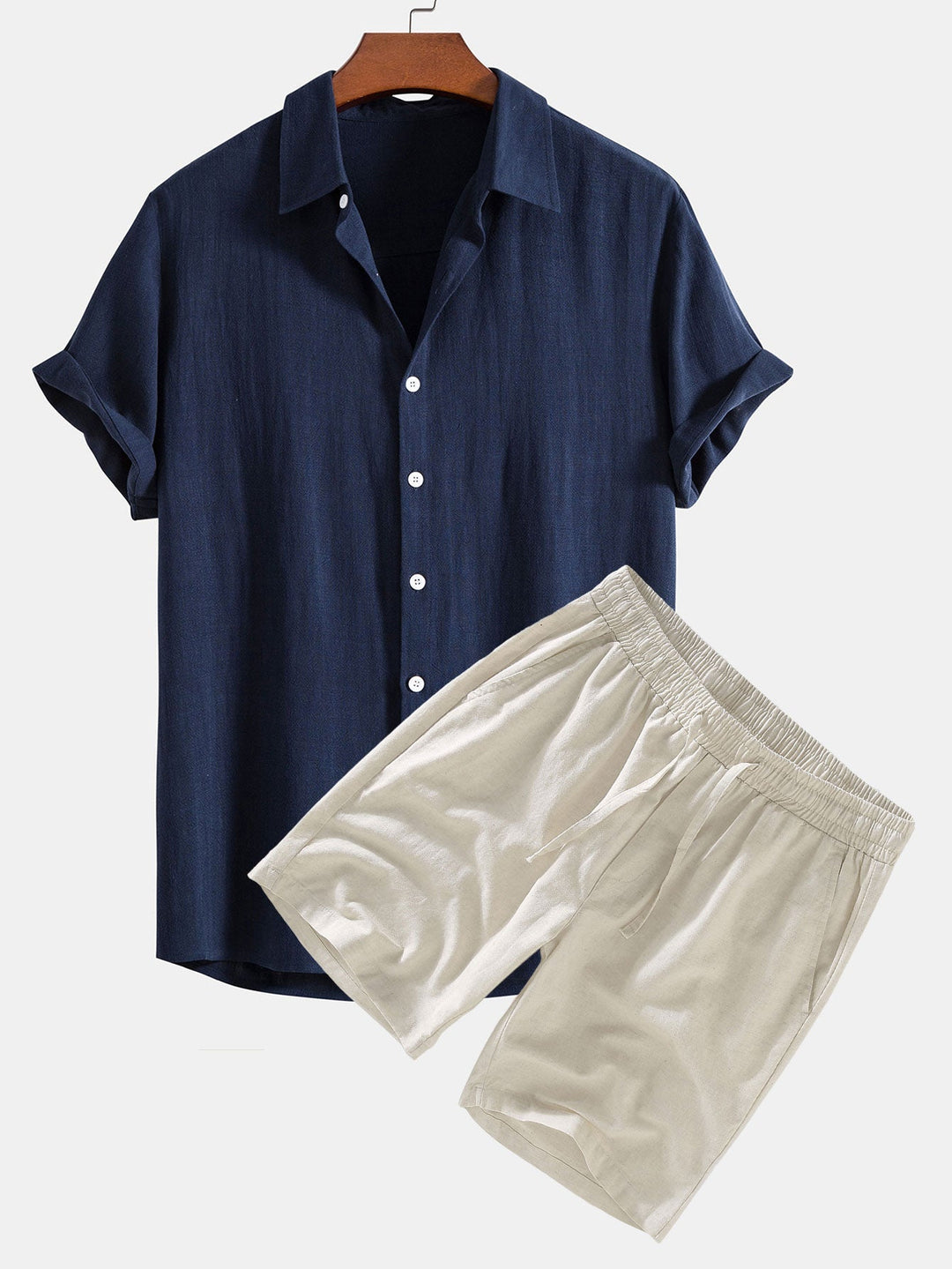 Maroon summer two-piece outfit by Emma & Rose Manhattan, featuring a short-sleeved top and matching shorts.