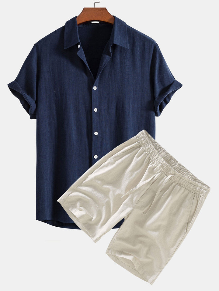 Maroon summer two-piece outfit by Emma & Rose Manhattan, featuring a short-sleeved top and matching shorts.