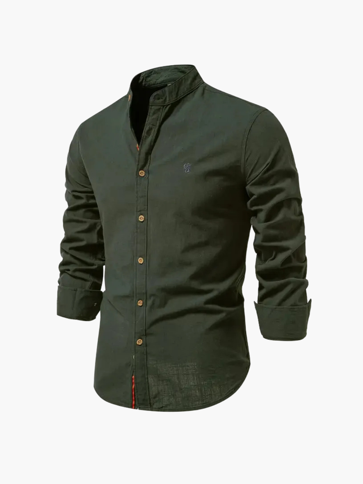 Shirt and Pant Set with Mandarin Collar
