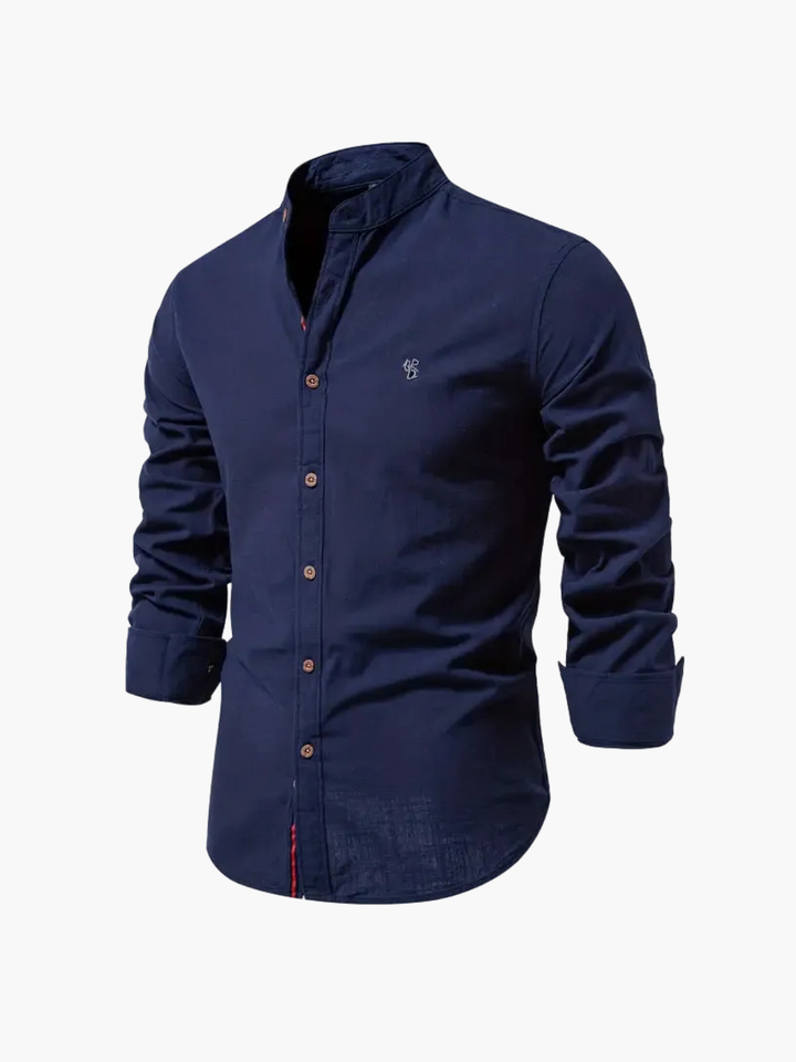 Shirt and Pant Set with Mandarin Collar