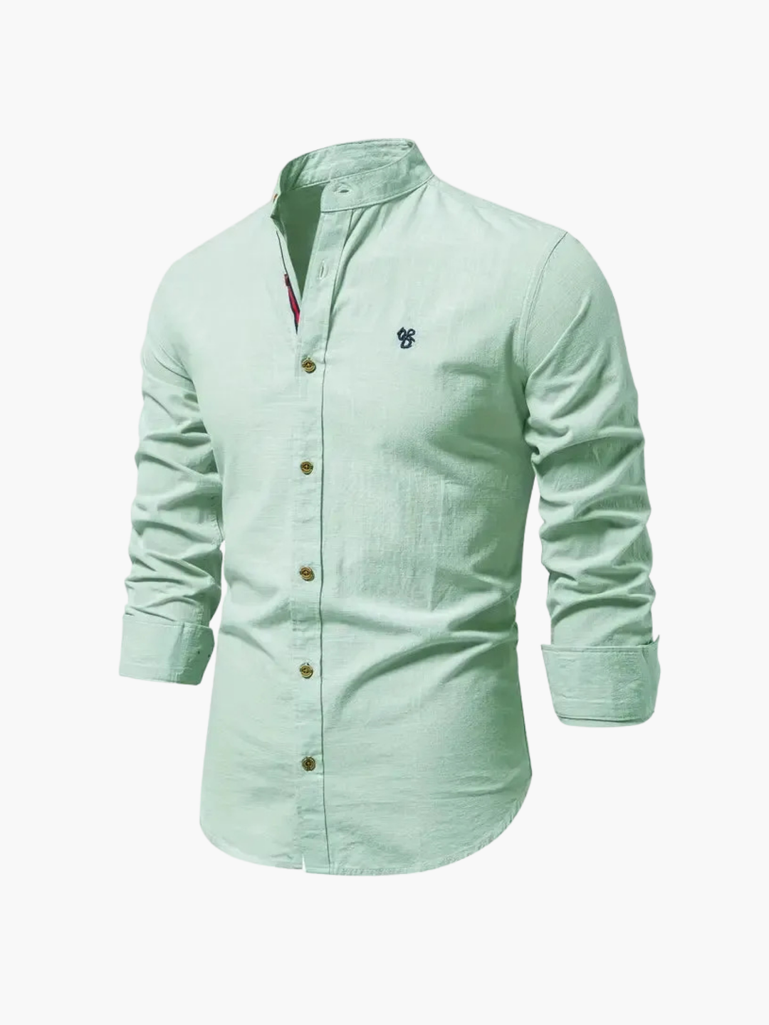 Shirt and Pant Set with Mandarin Collar