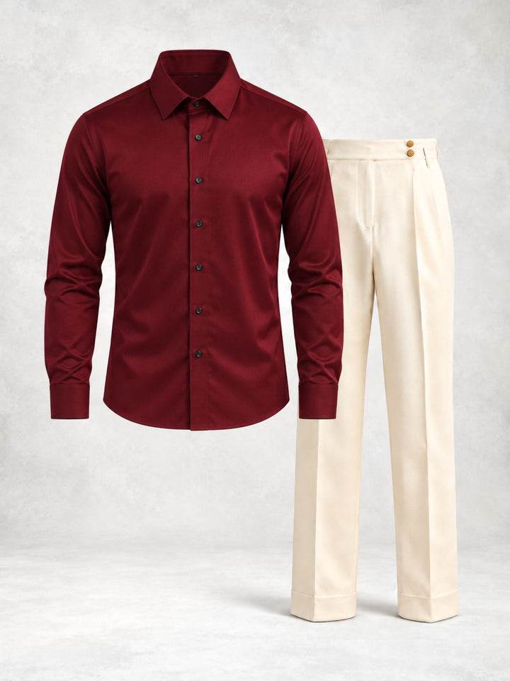Men's Button-Up Shirt and Pleated Pants