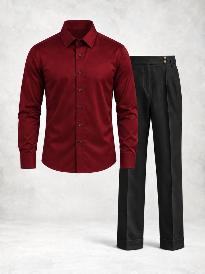 Men's Button-Up Shirt and Pleated Pants