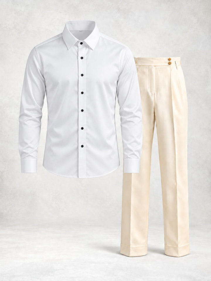 Men's Button-Up Shirt and Pleated Pants