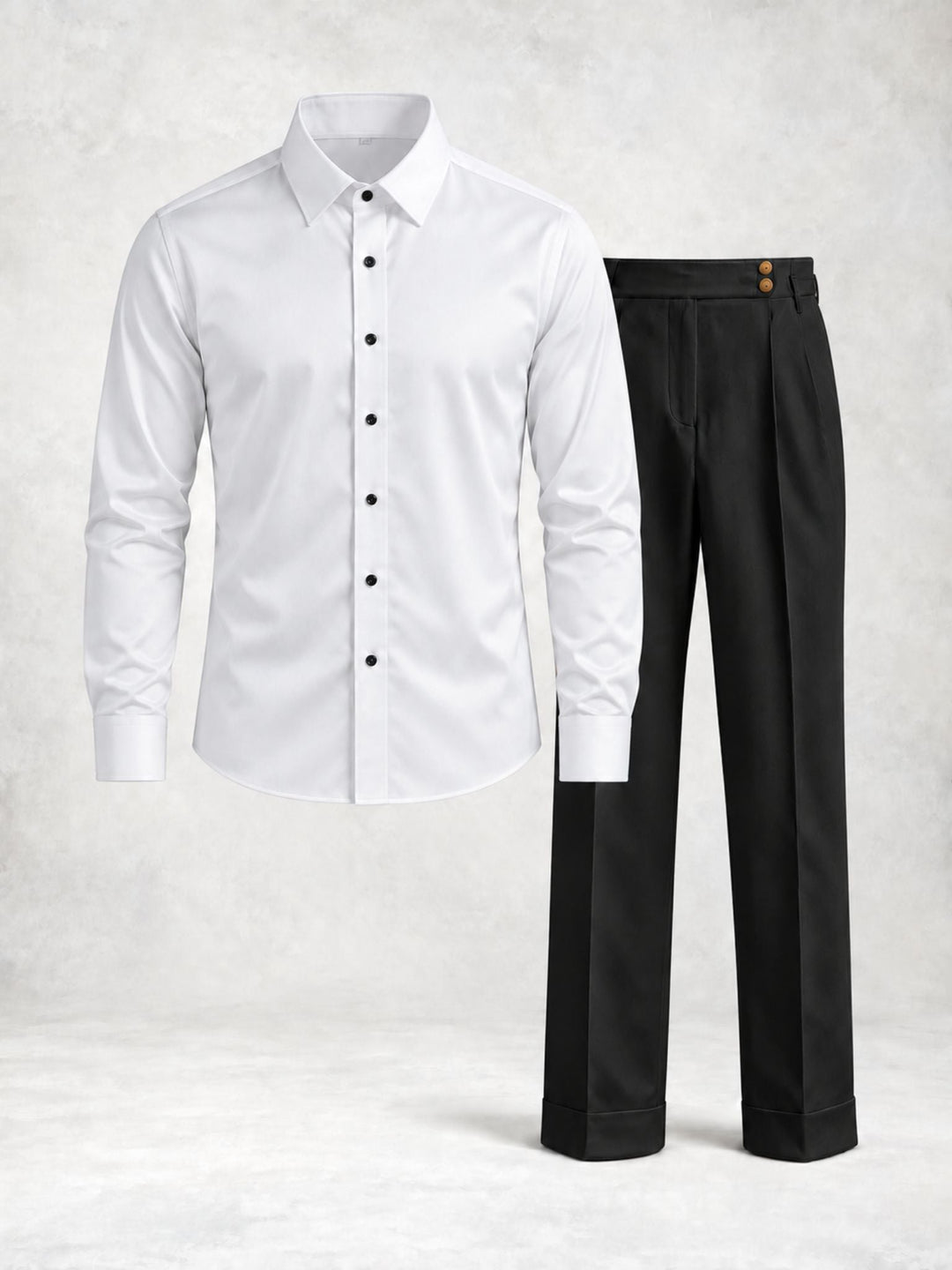 Men's Button-Up Shirt and Pleated Pants