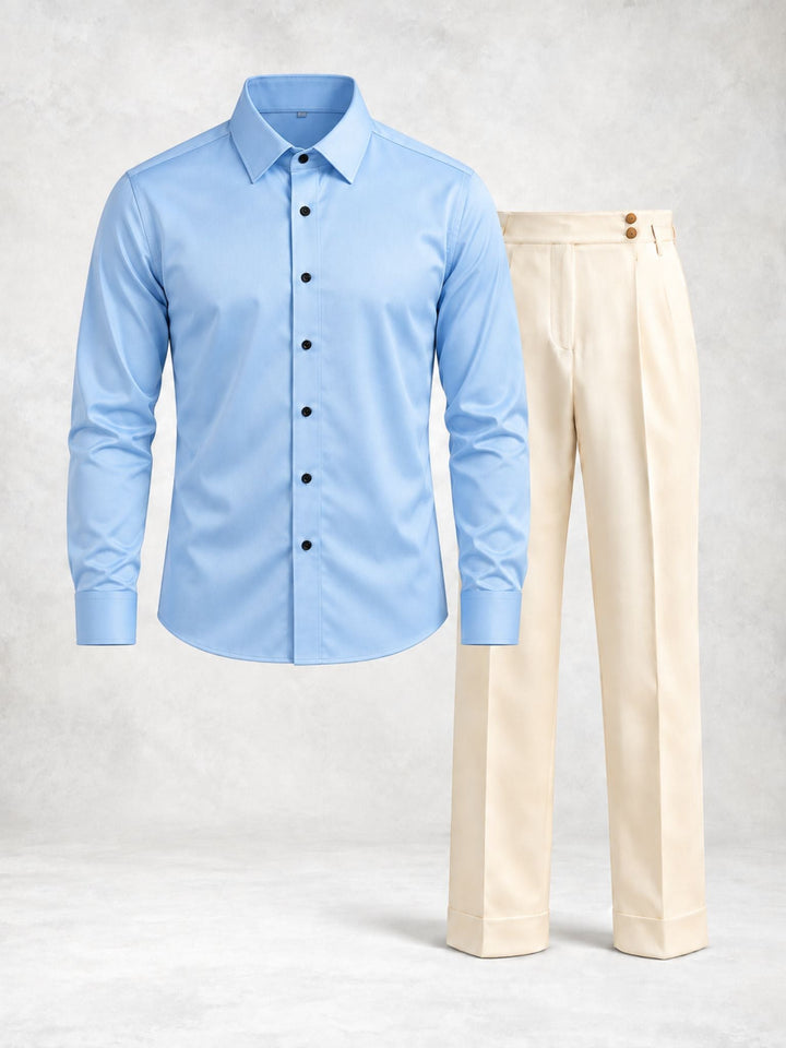 Men's Button-Up Shirt and Pleated Pants