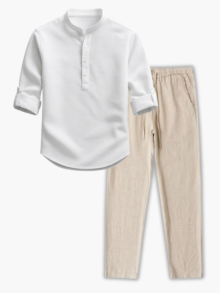 Men's Textured Shirt Set