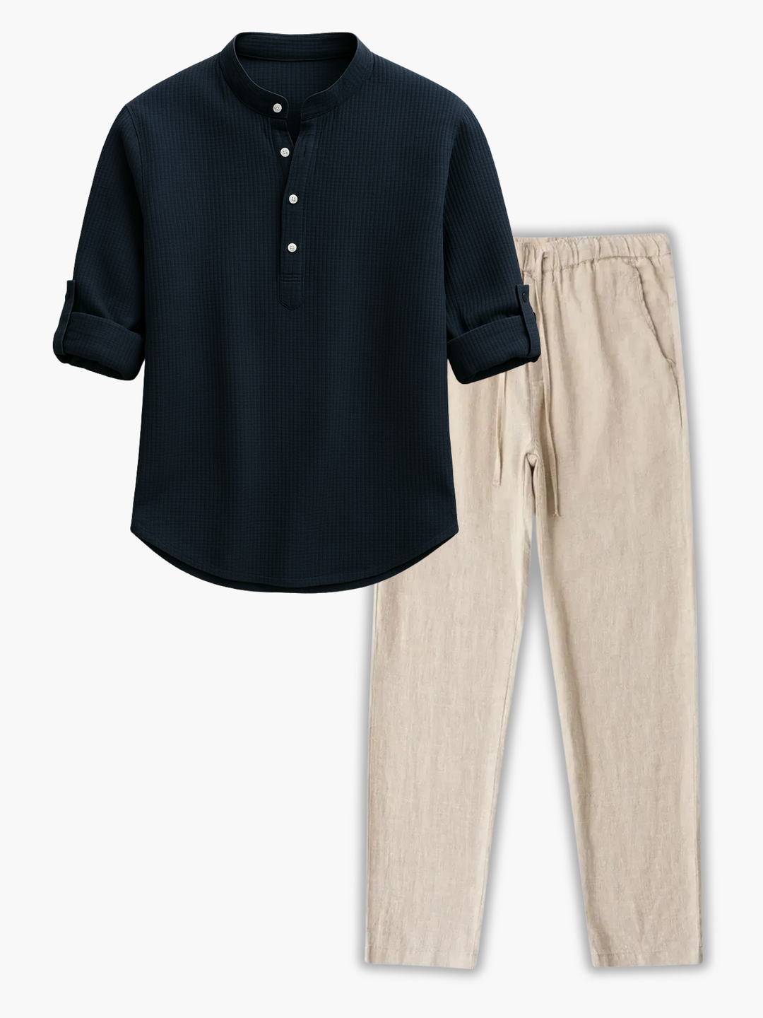 Men's Textured Shirt Set