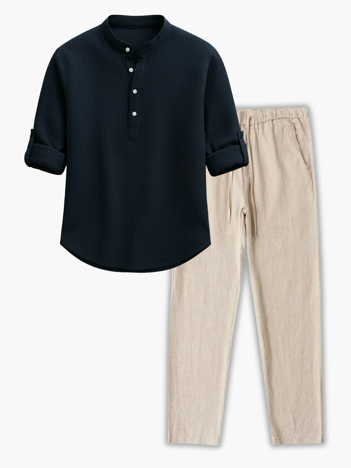 Men's Textured Shirt Set