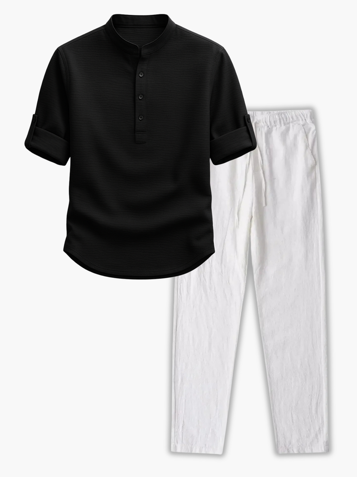Men's Mao Collar Set with Pants - Elena Harper