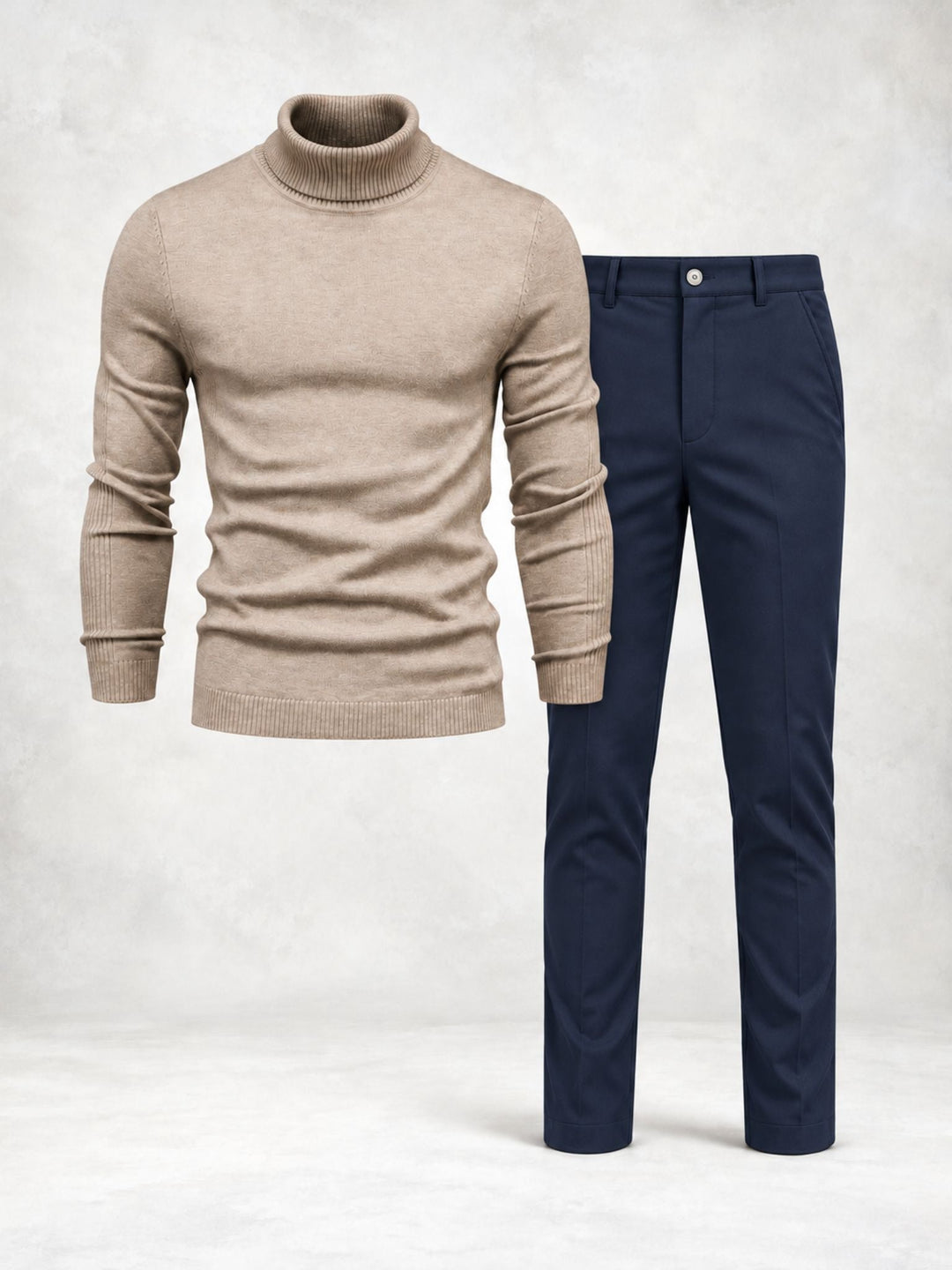 Men's Knit Turtleneck Sweater and Slim Pants Set