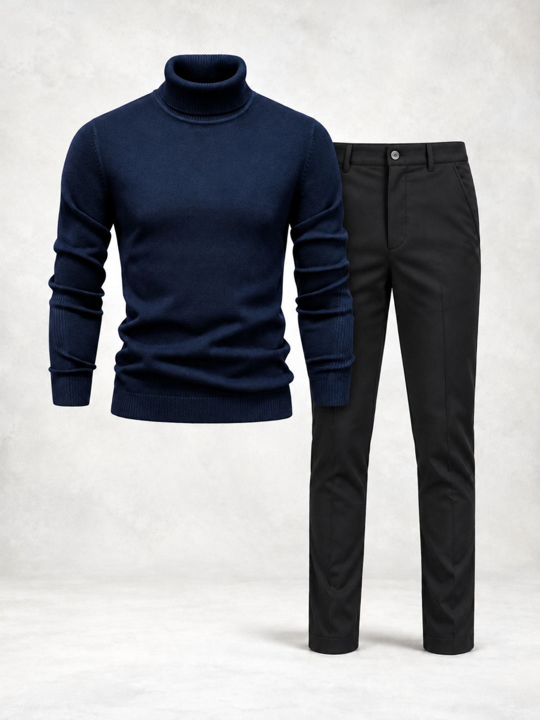 Men's Knit Turtleneck Sweater and Slim Pants Set