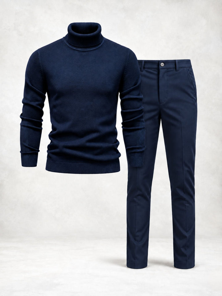 Men's Knit Turtleneck Sweater and Slim Pants Set