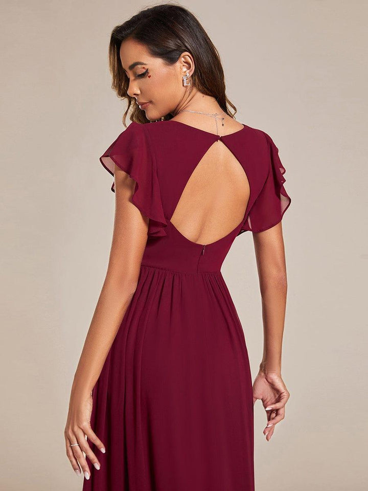 Elegant Open Back Long Chiffon Bridesmaid Dress, view 5 - Elena Harper