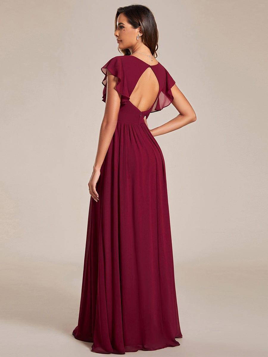 Elegant Open Back Long Chiffon Bridesmaid Dress, view 3 - Elena Harper