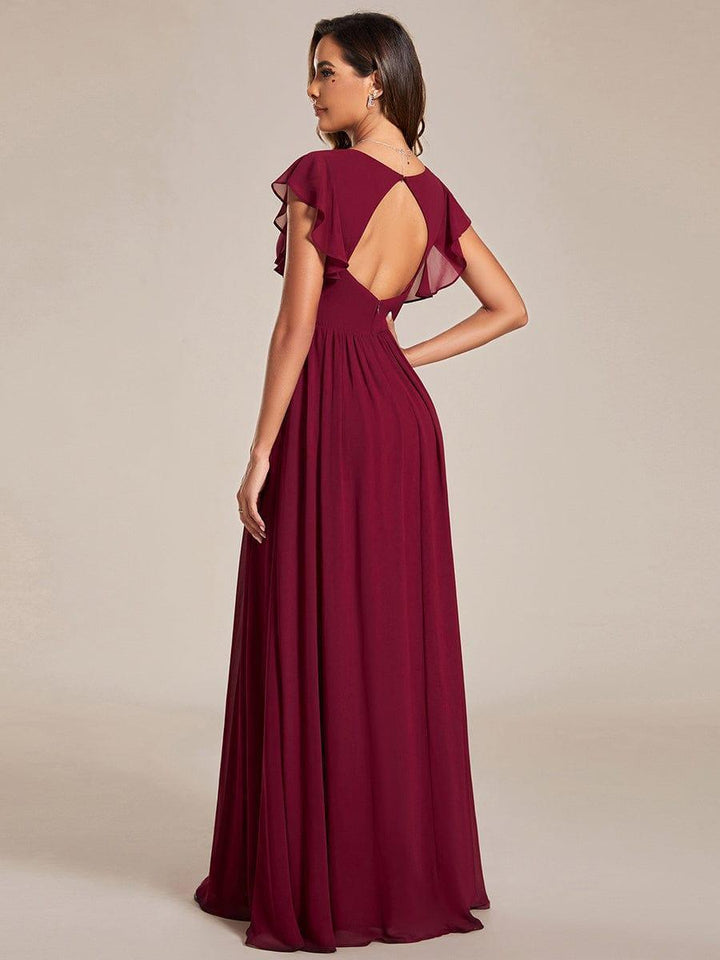 Elegant Open Back Long Chiffon Bridesmaid Dress, view 3 - Elena Harper