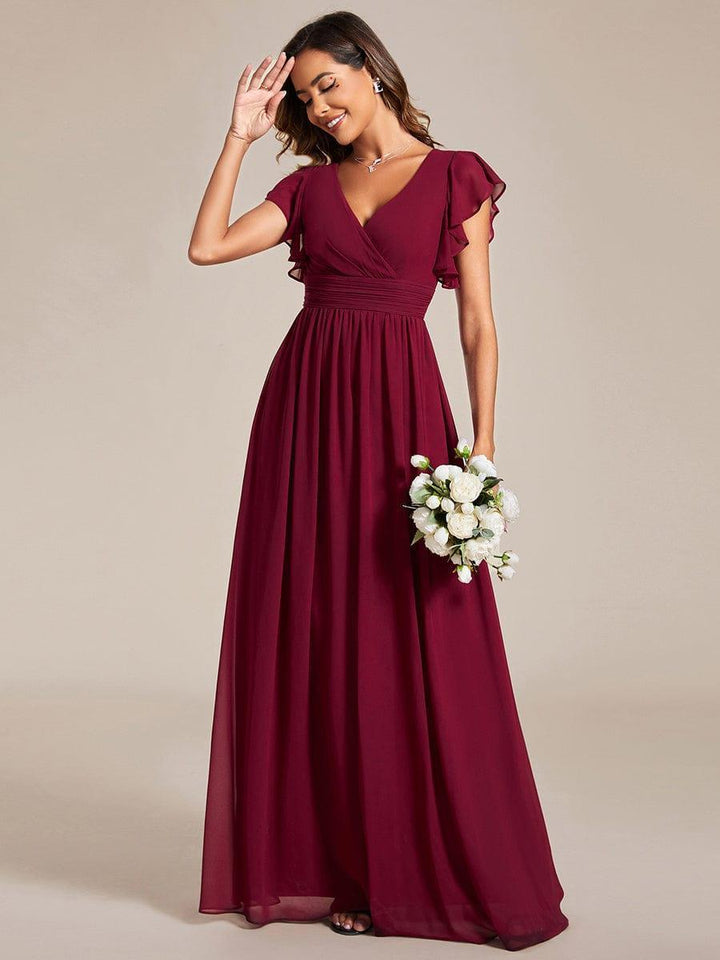 Elegant Open Back Long Chiffon Bridesmaid Dress, view 2 - Elena Harper