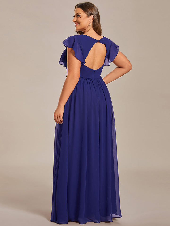 Elegant Open Back Long Chiffon Bridesmaid Dress - Elena Harper