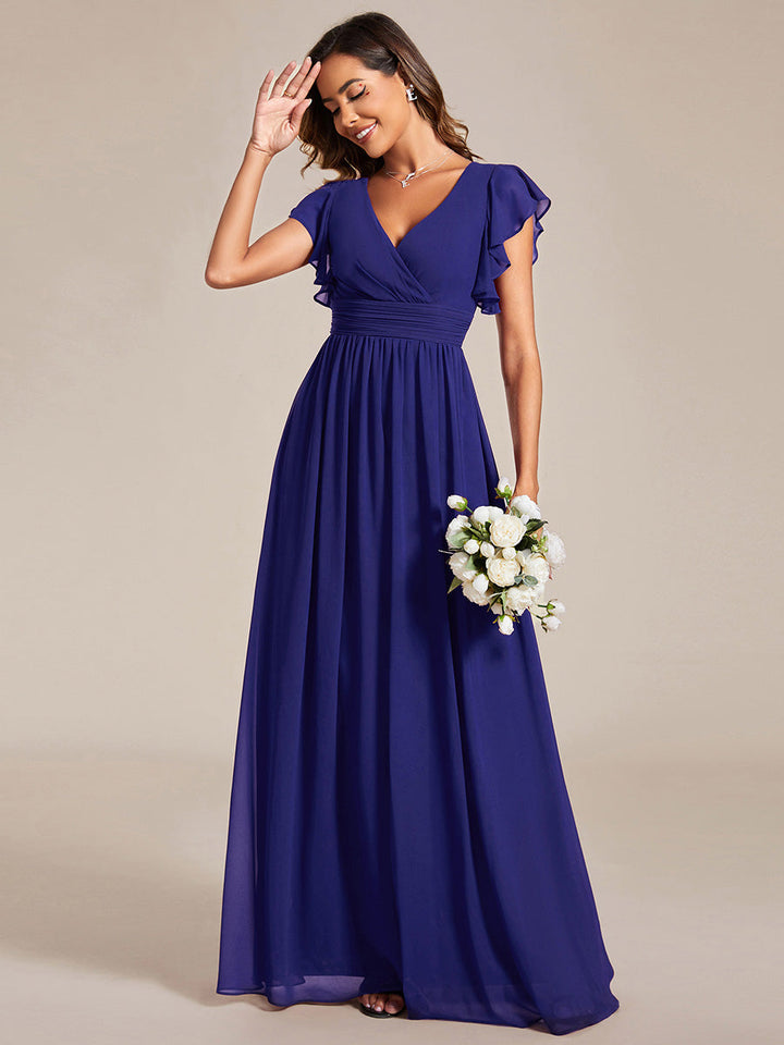 Elegant Open Back Long Chiffon Bridesmaid Dress - Elena Harper