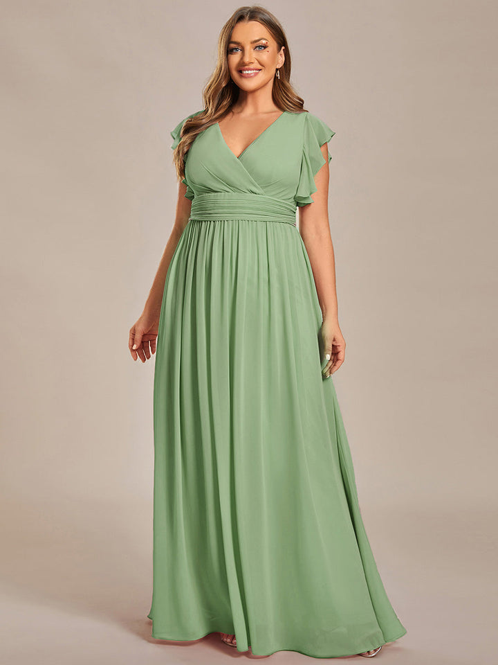 Elegant Open Back Long Chiffon Bridesmaid Dress - Elena Harper