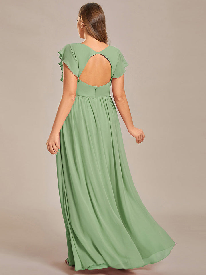 Elegant Open Back Long Chiffon Bridesmaid Dress - Elena Harper