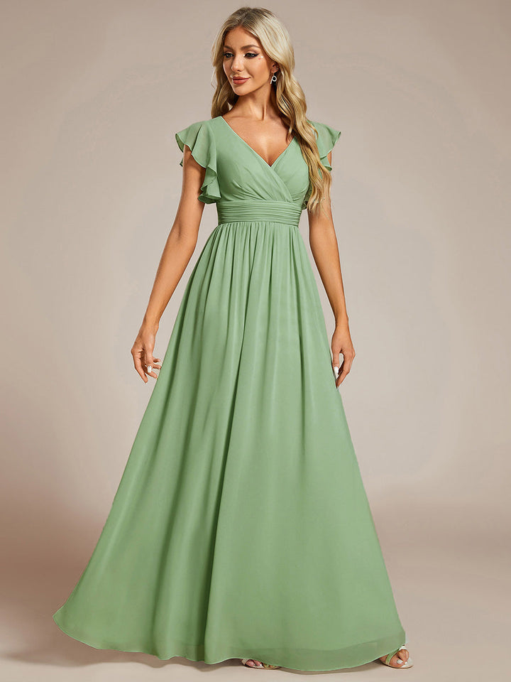 Elegant Open Back Long Chiffon Bridesmaid Dress - Elena Harper