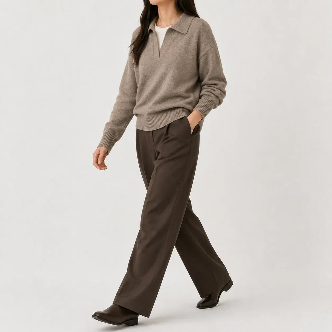 Women's V-Neck Long Sleeve Sweater - Soft and Easy