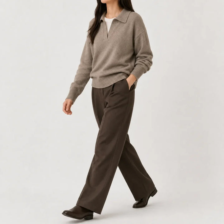 Women's V-Neck Long Sleeve Sweater - Soft and Easy