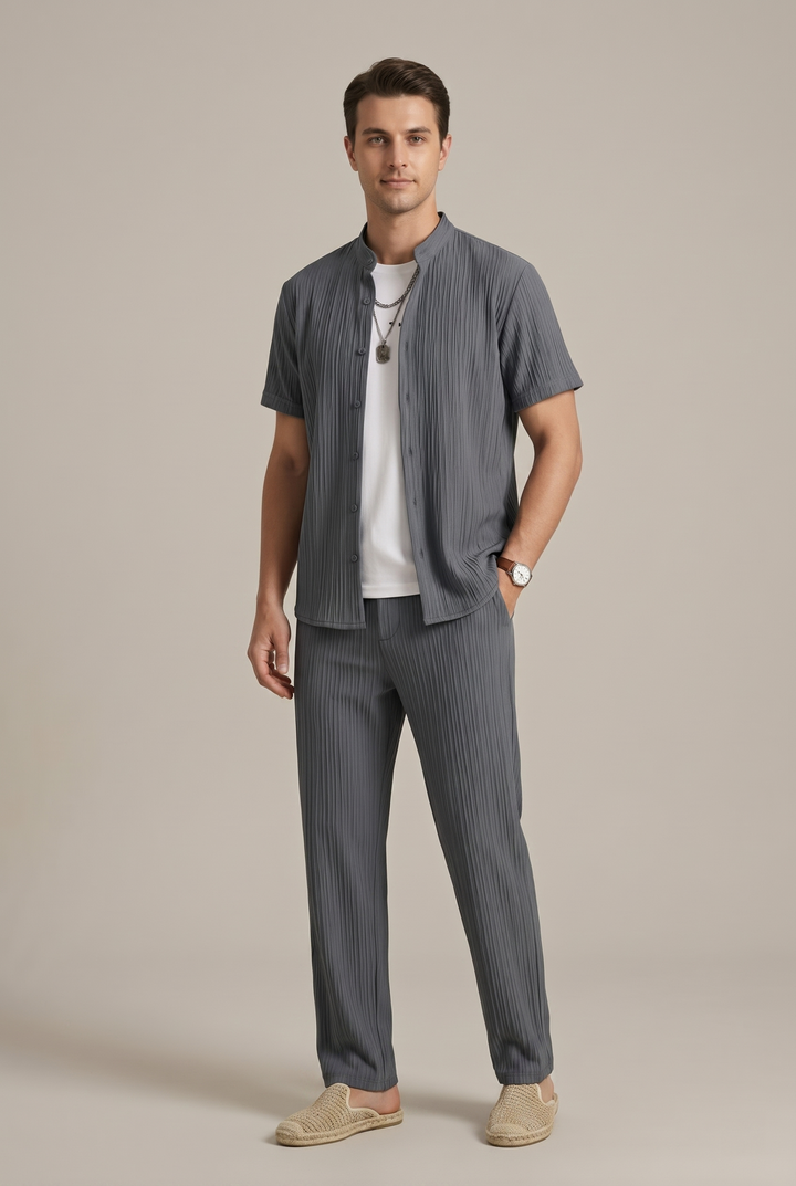 Men's Relaxed Striped Two-Piece Coordinated Set, view 4 - Elena Harper