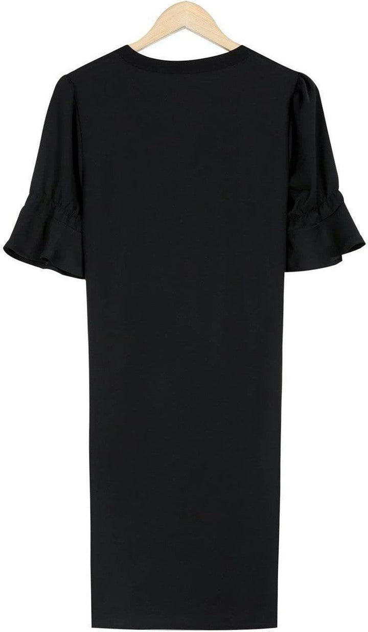 Black Midi Autumn Dress with Classic and Elegant Design