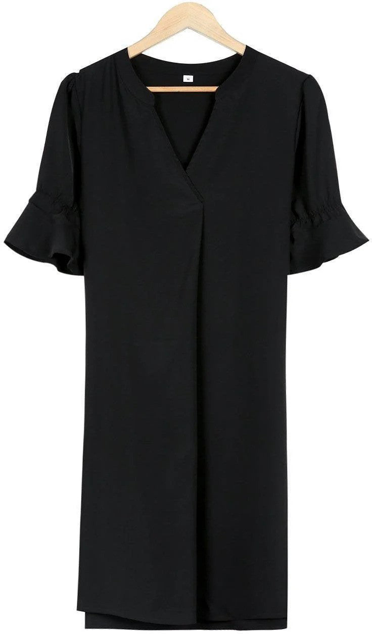 Black Midi Autumn Dress with Classic and Elegant Design