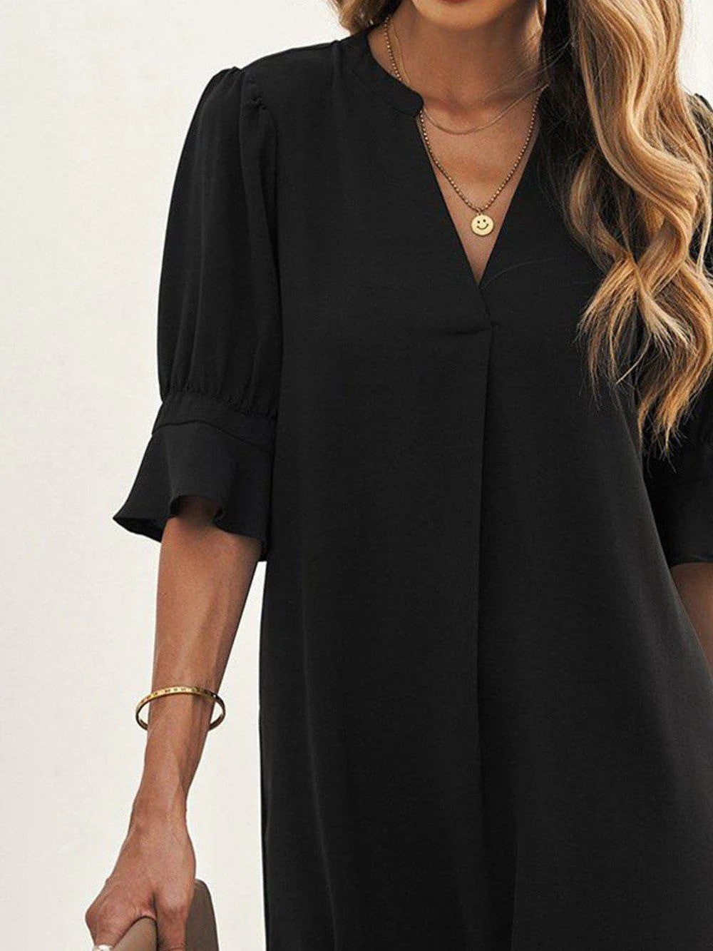 Black Midi Autumn Dress with Classic and Elegant Design