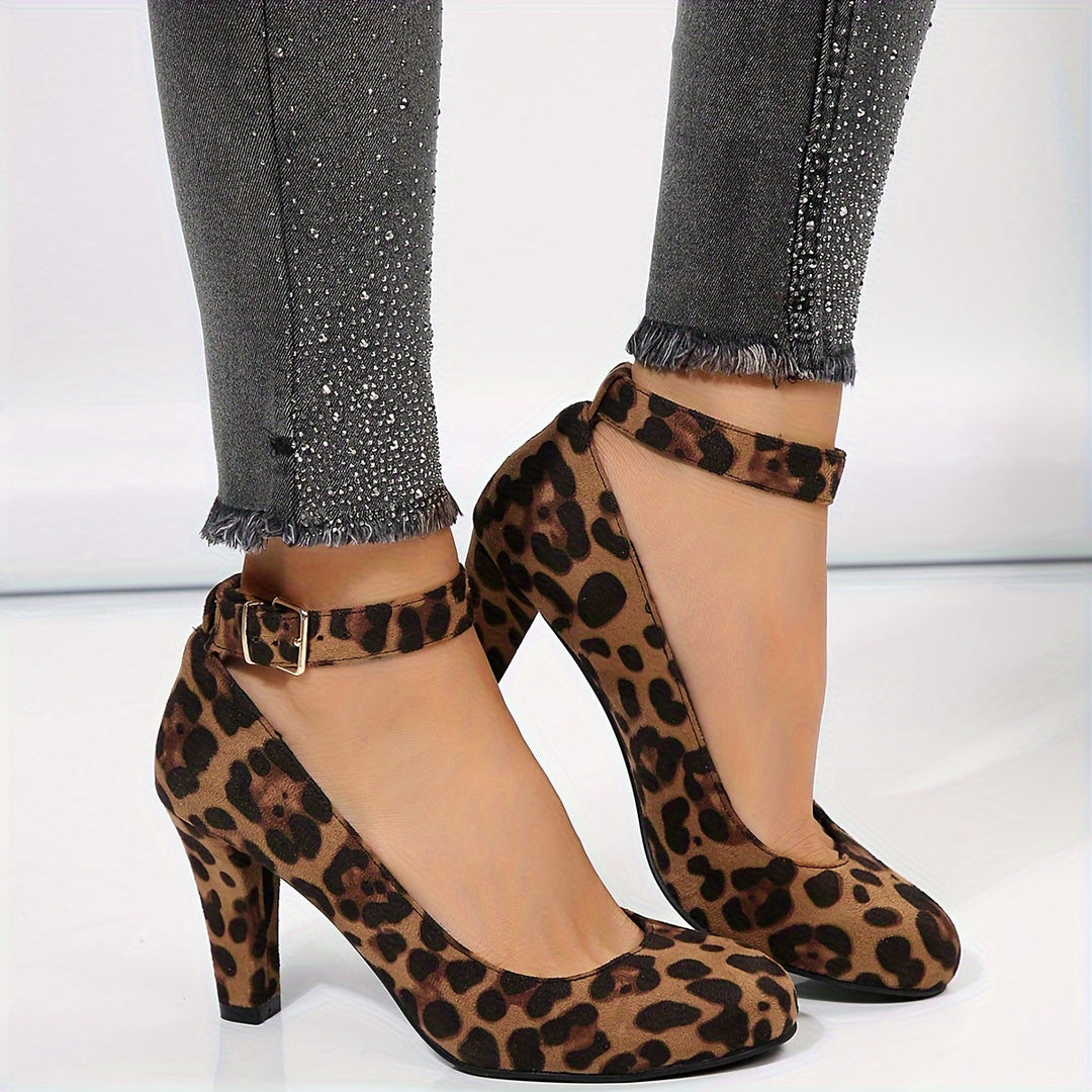 Loreena Pumps with Ankle Strap and Block Heel, view 3 - Elena Harper